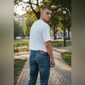 Levi's 514 Men’s Classic Straight Leg Stretch Blue Jeans Medium Wash 34/34  EUC